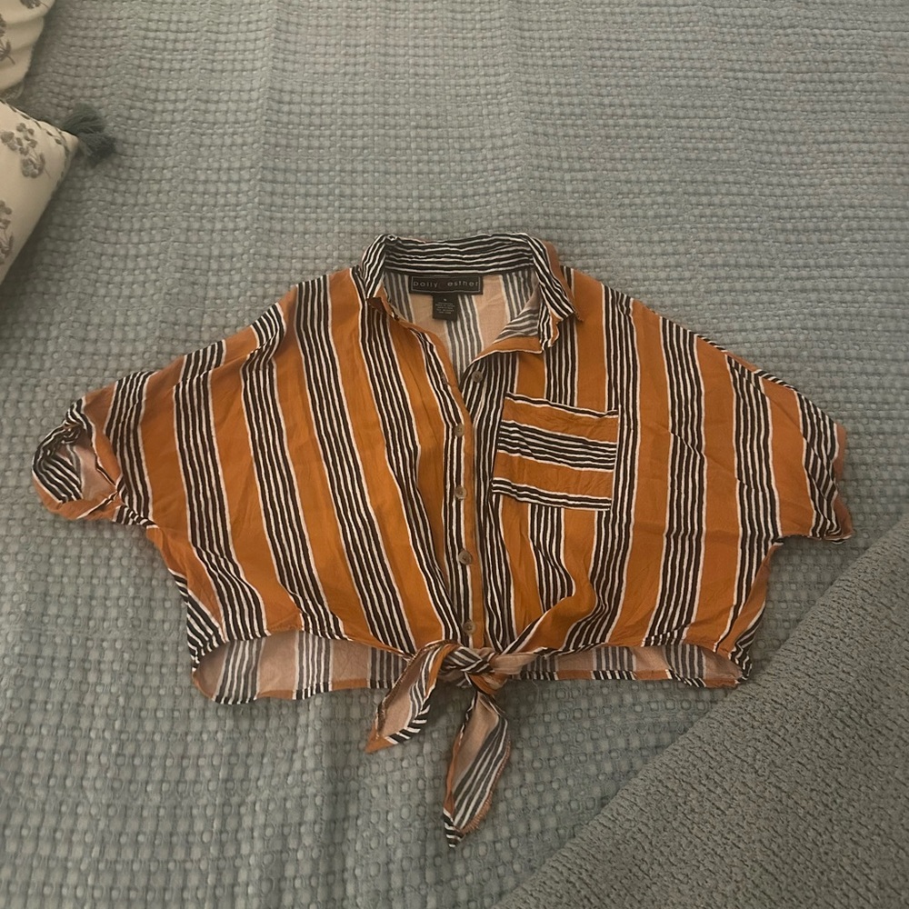 Polly & Esther Orange and Black Striped Top